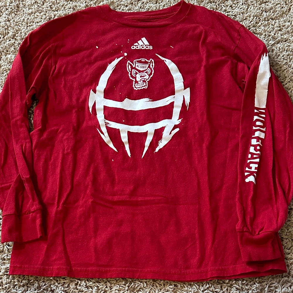 Adidas NC State Wolfpack Football Red Long Sleeve Shirt